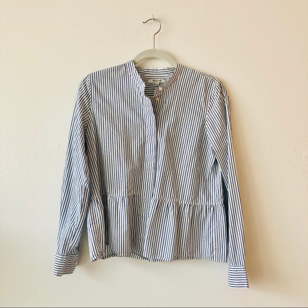 Madewell Peplum Striped Button Down - M